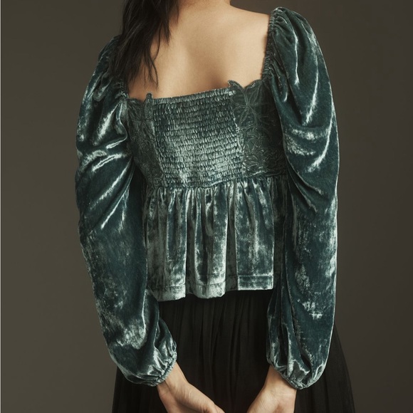 ✨ Anthropologie Long-Sleeve Luxe Cutwork Blouse Sz L - Picture 3 of 8